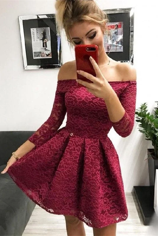 Pretty Lace Short Homecoming Dresses With Sleeves Party Dresses Tunics Timeless classic Pretty Lace Short Homecoming Dresses With Sleeves Party Dresses Tunics Timeless classic