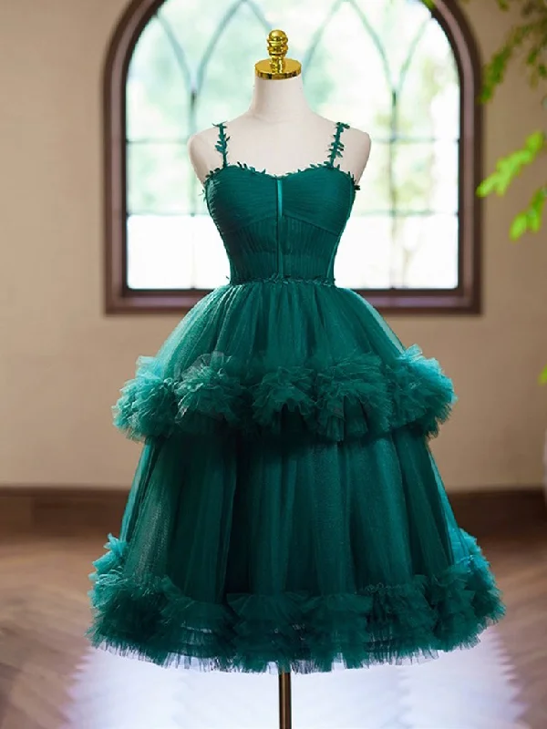 A-Line Sweetheart Neck Tulle Green Short Prom Dress, Green Homecoming Dress sweetheart Neckline Romantic A-Line Sweetheart Neck Tulle Green Short Prom Dress, Green Homecoming Dress sweetheart Neckline Romantic