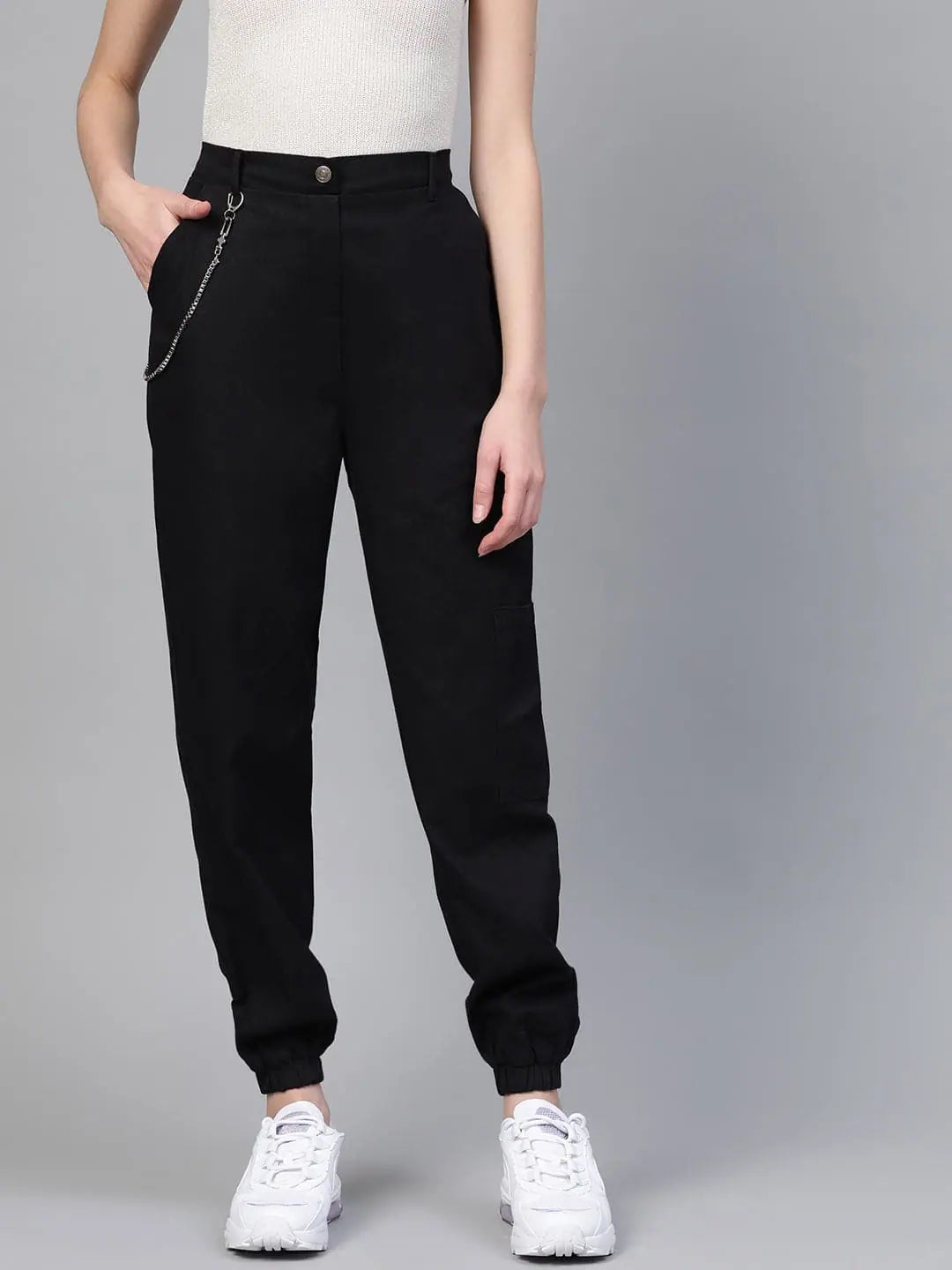 Black Hip-Hop Streetwear Cargo Pants Modern Bootcut Pants