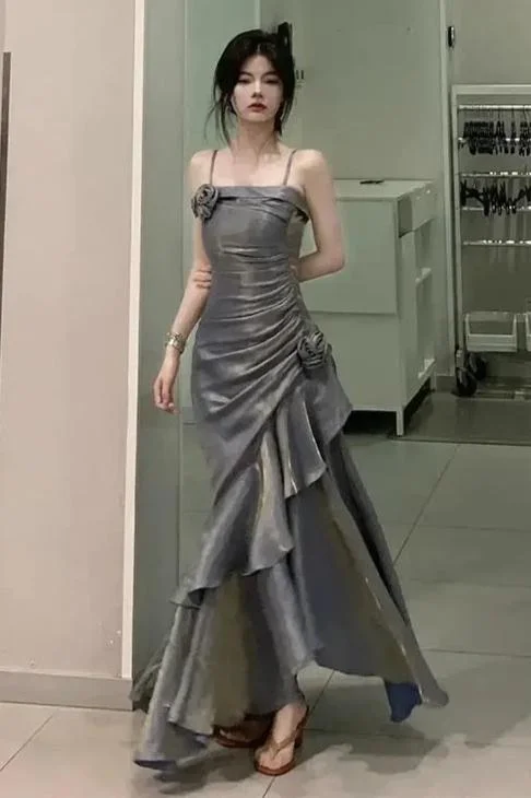 Vintage Long Prom Dress Luxury Slim Mermaid Spaghetti Strap Floral Dress Elegant Casual Evening Party Dress Tunics Top Casual Vintage Long Prom Dress Luxury Slim Mermaid Spaghetti Strap Floral Dress Elegant Casual Evening Party Dress Tunics Top Casual