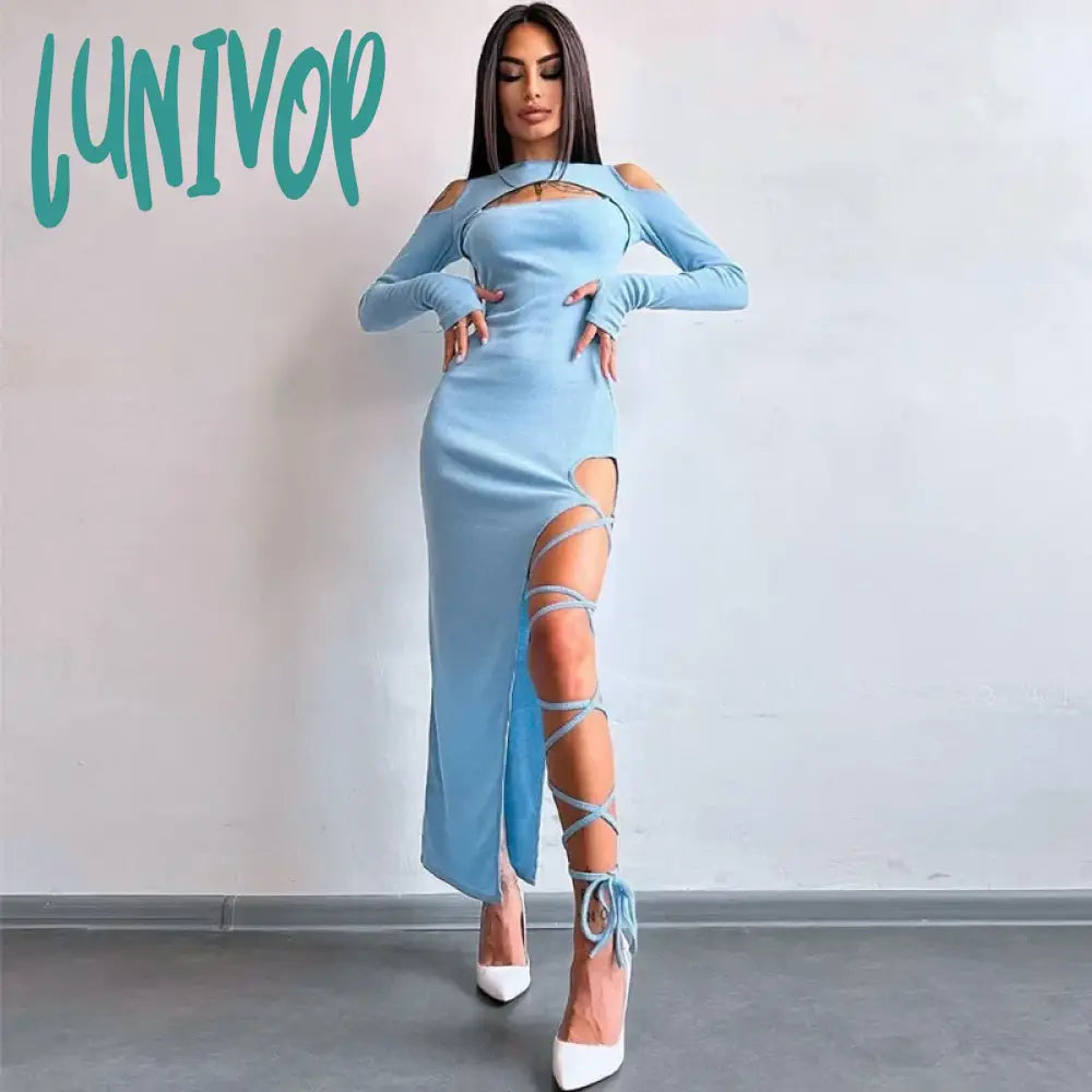 Lunivop Ribber Hollow Out Long Sleeve Midi Bodycon Dress Women Autumn Sexy Off Shoulder Tie Up Party Dresses Clubwear Dresses Tunics Leisure comfortable Lunivop Ribber Hollow Out Long Sleeve Midi Bodycon Dress Women Autumn Sexy Off Shoulder Tie Up Party Dresses Clubwear Dresses Tunics Leisure comfortable