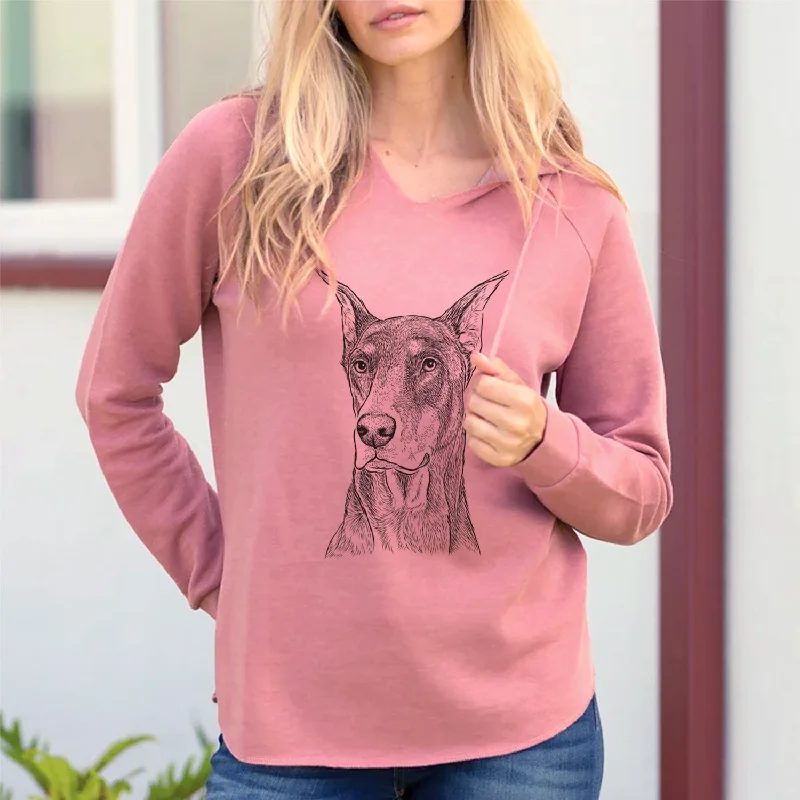 Bare RJ the Doberman Pinscher - Cali Wave Hooded Sweatshirt Hoodie with Patch Decorative Personalized Bare RJ the Doberman Pinscher - Cali Wave Hooded Sweatshirt Hoodie with Patch Decorative Personalized