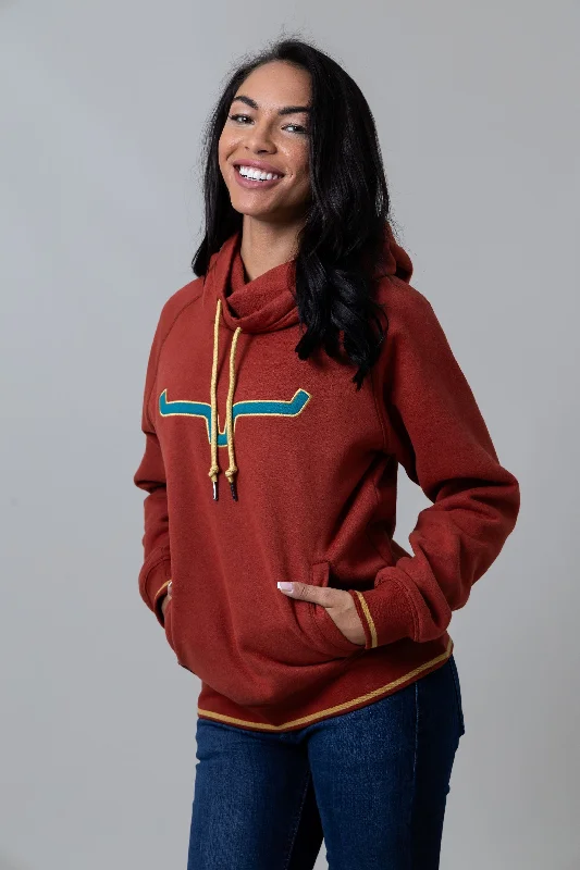 Kimes Hoodie Ladies Two Scoops in Rust Hoodie with Drawstring Waist Adjustable Fitted Kimes Hoodie Ladies Two Scoops in Rust Hoodie with Drawstring Waist Adjustable Fitted