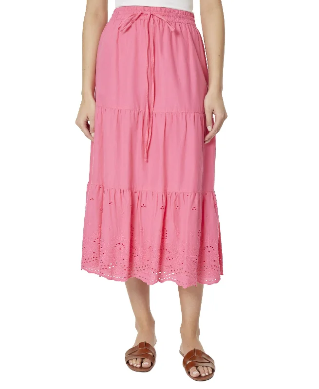 Womens Pull On 3 Tiered Drawstring Maxi Skirt wool skirt warm
