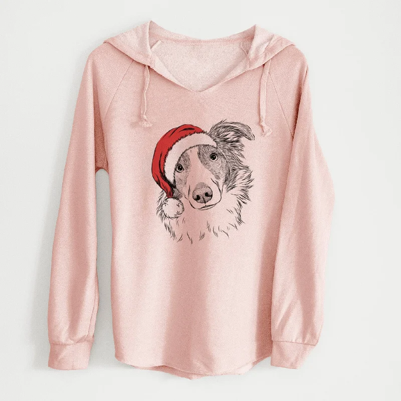 Santa Cyclone the Australian Shepherd - Cali Wave Hooded Sweatshirt Hoodie with Hem Elastic Stretchable Comfortable Santa Cyclone the Australian Shepherd - Cali Wave Hooded Sweatshirt Hoodie with Hem Elastic Stretchable Comfortable