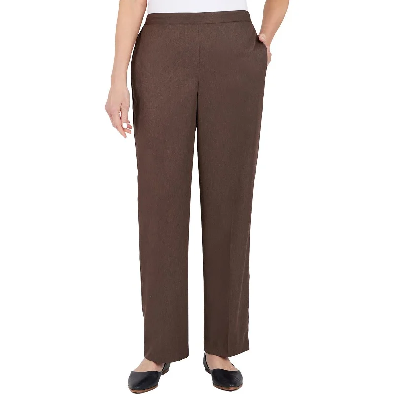 Alfred Dunner Womens Plus High Rise Heathered Straight Leg Pants Classic Flared Pants