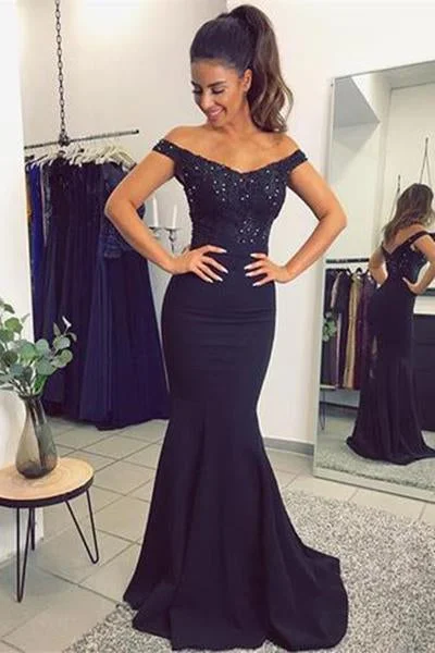 Navy Mermaid Prom Dress, Evening Gown, Graduation School Party Dress, Winter Formal Dress Tunics Fleece cozy Navy Mermaid Prom Dress, Evening Gown, Graduation School Party Dress, Winter Formal Dress Tunics Fleece cozy