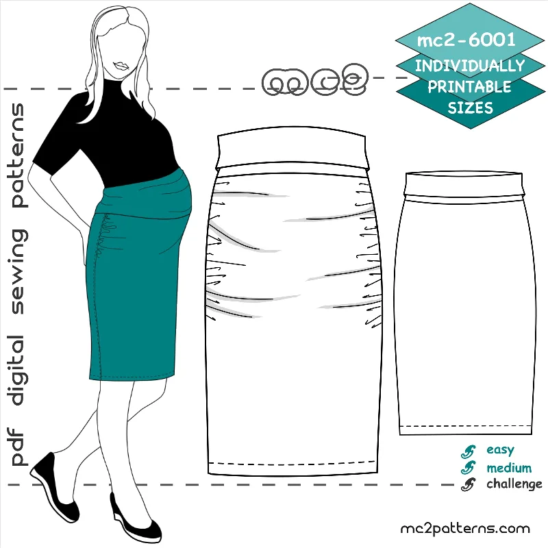 Maternity High-Waisted Bodycon Skirt with Draped Front chiffon skirt lightweight