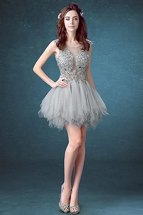 Short Sexy See Through Lace Tulle Gray Homecoming Dresses with Sequins Party Dresses Tunics Velvet soft Short Sexy See Through Lace Tulle Gray Homecoming Dresses with Sequins Party Dresses Tunics Velvet soft