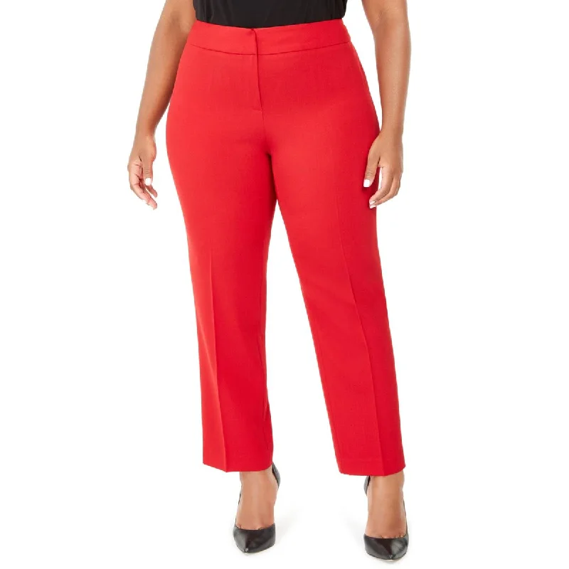 Kasper Womens Plus High Rise Stretch Straight Leg Pants Comfortable Jogging Pants