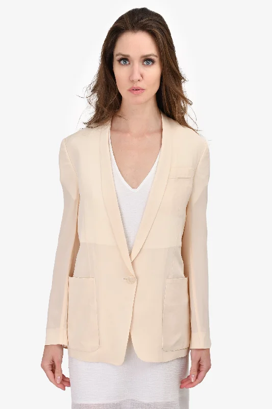 Stella McCartney Cream Silk Lightweight Single Breasted Blazer Size 40 Women's Handmade Blazer