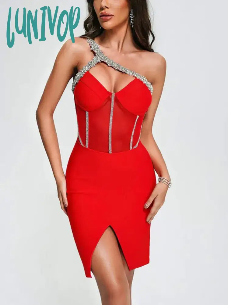 Lunivop Fashion New Women Elegant Luxury Crystal Diamond Red Backless Mini Bandage Dress Vestidos Para Mujer Birthday Party Dresses Tunics Canvas sturdy Lunivop Fashion New Women Elegant Luxury Crystal Diamond Red Backless Mini Bandage Dress Vestidos Para Mujer Birthday Party Dresses Tunics Canvas sturdy