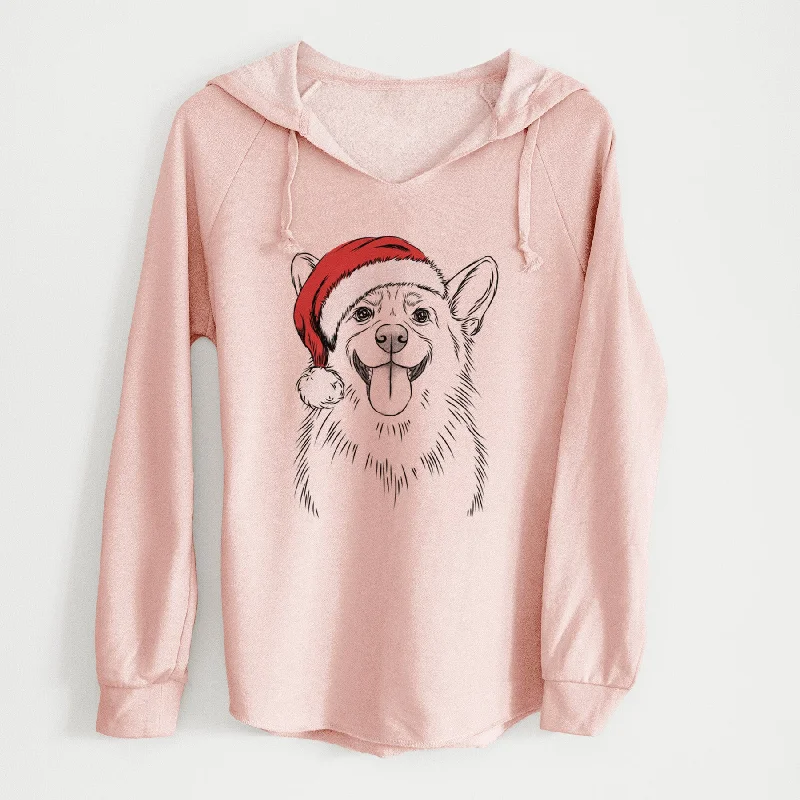 Santa Porter the Pembroke Welsh Corgi - Cali Wave Hooded Sweatshirt Hoodie with Mock Neck Collared Structured Santa Porter the Pembroke Welsh Corgi - Cali Wave Hooded Sweatshirt Hoodie with Mock Neck Collared Structured
