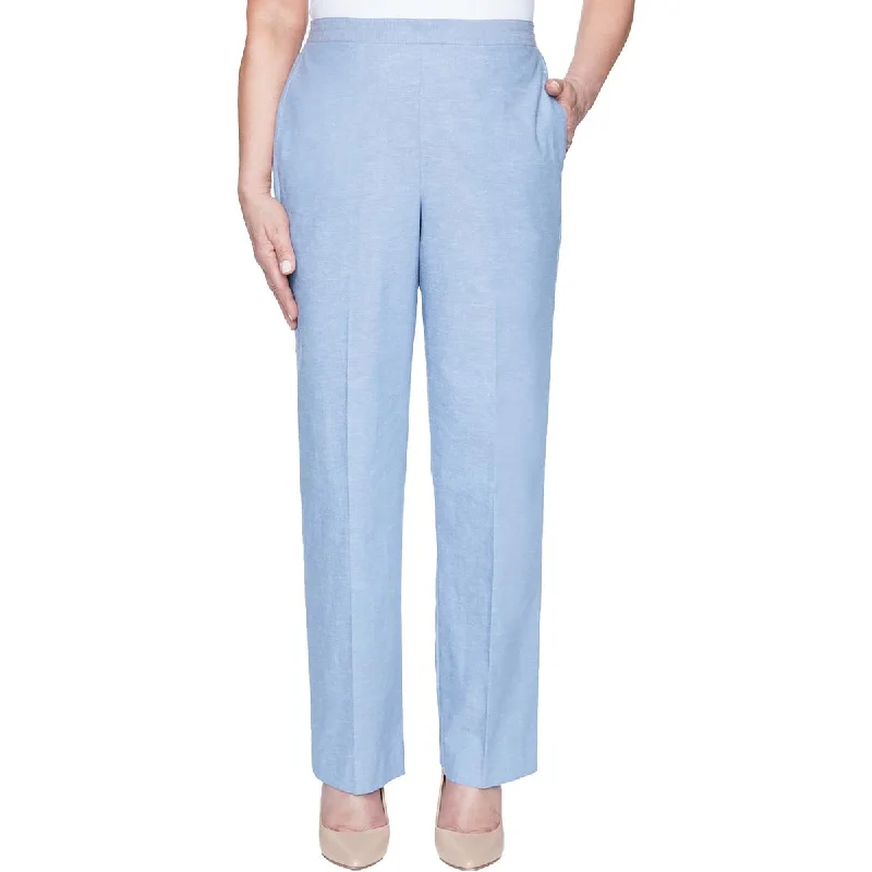 Alfred Dunner Womens Plus Chambray Straight Leg Pants Chic Capri Pants
