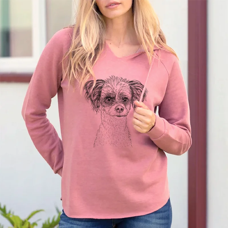 Bare Finley the Papillon Mix - Cali Wave Hooded Sweatshirt Hoodie with Thumb Holes Functional Cozy Bare Finley the Papillon Mix - Cali Wave Hooded Sweatshirt Hoodie with Thumb Holes Functional Cozy