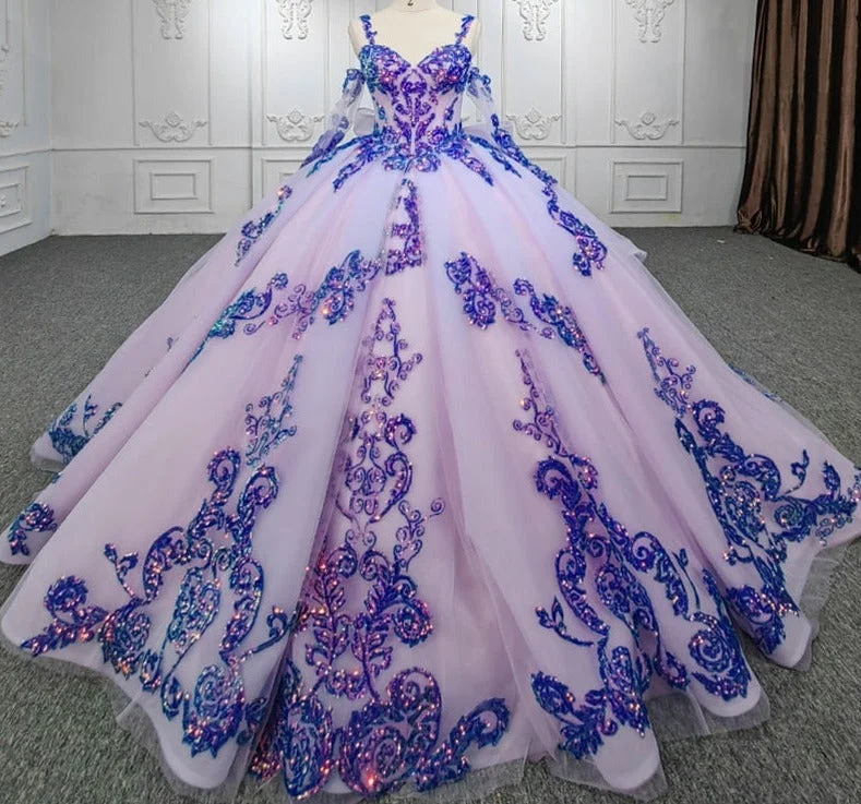 Purple Beaded Sweetheart Evening Party Dress Sequined Ball Gown sweetheart Neckline Romantic Purple Beaded Sweetheart Evening Party Dress Sequined Ball Gown sweetheart Neckline Romantic