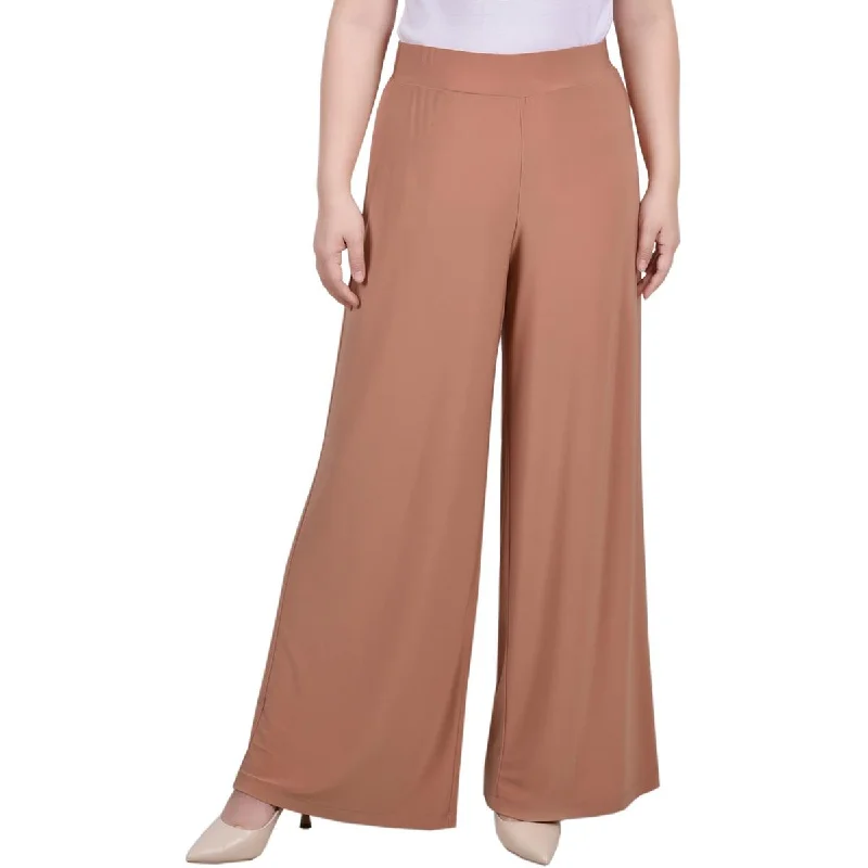 NY Collection Womens Petites High Rise Wide Leg Palazzo Pants Trendy High-Waist Trousers NY Collection Womens Petites High Rise Wide Leg Palazzo Pants Trendy High-Waist Trousers