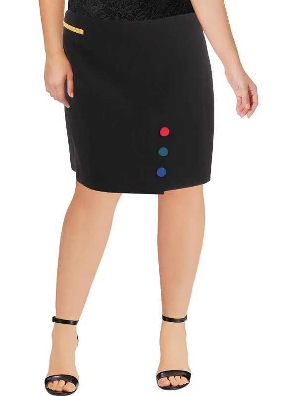 Anne Klein Womens Black Embellished Mini A-Line Skirt corduroy skirt textured