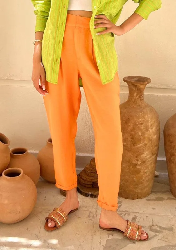 Blossom Orange Pants Formal Stretch Pants