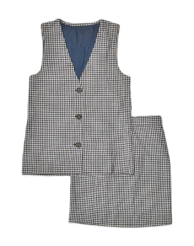 VINTAGE Womens 2 Piece Skirt Set UK 12 Medium W28 Grey Check corduroy skirt cozy