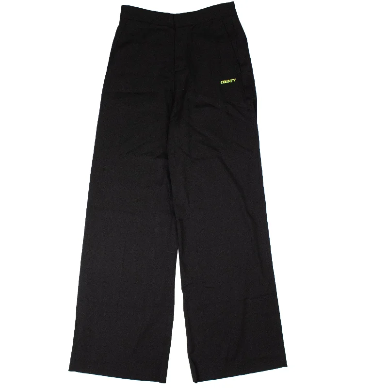 Marcelo Burlon County Viscose Wide Leg Pants - Black Fashionable Sporty Pants
