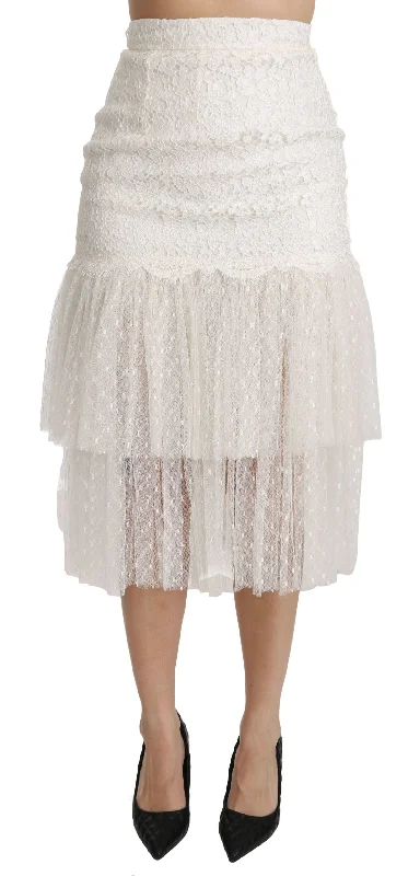 Dolce & Gabbana Elegant  Lace High-Waist Women's Skirt chiffon skirt delicate