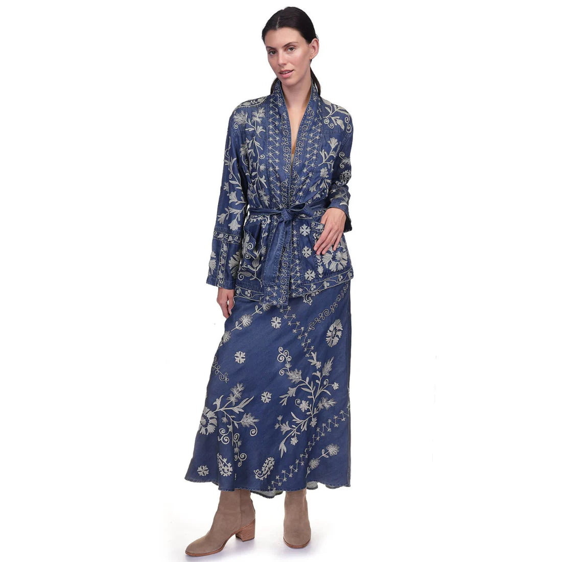 JOHNNY WAS ALLISON TENCEL BIAS MAXI SKIRT leather skirt refined