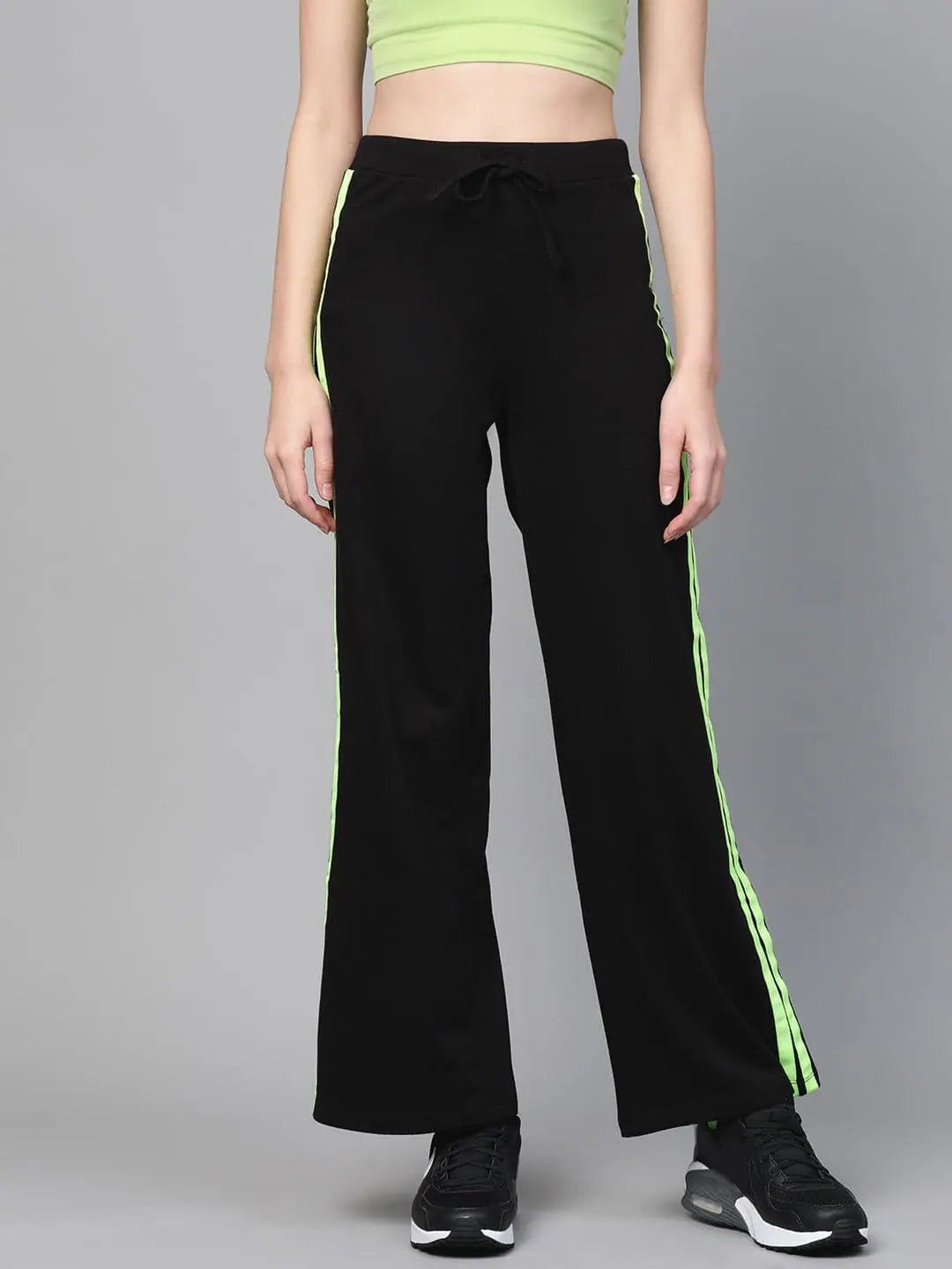 Black Terry Side Tape Drawstring Pants Soft Cotton Pants