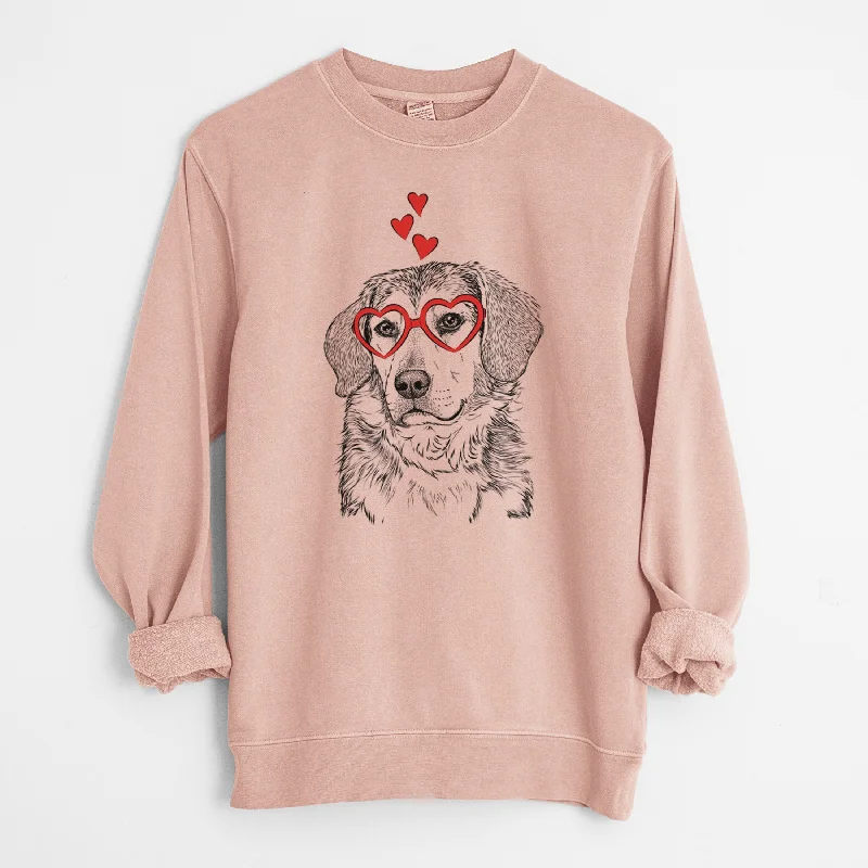 Valentine Gunner the Beagle Mix - Unisex Pigment Dyed Crew Sweatshirt Hoodie with Back Slit Movement Comfort Valentine Gunner the Beagle Mix - Unisex Pigment Dyed Crew Sweatshirt Hoodie with Back Slit Movement Comfort
