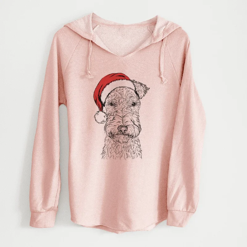 Santa Frida the Lakeland Terrier - Cali Wave Hooded Sweatshirt Hoodie with Belted Waist Structured Tailored Santa Frida the Lakeland Terrier - Cali Wave Hooded Sweatshirt Hoodie with Belted Waist Structured Tailored