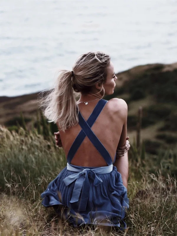 Dark Blue Open Back Short Prom Dress, Backless Dark Blue Formal Dress, Homecoming Dress, Graduation Dresses Tunics Formal black Dark Blue Open Back Short Prom Dress, Backless Dark Blue Formal Dress, Homecoming Dress, Graduation Dresses Tunics Formal black