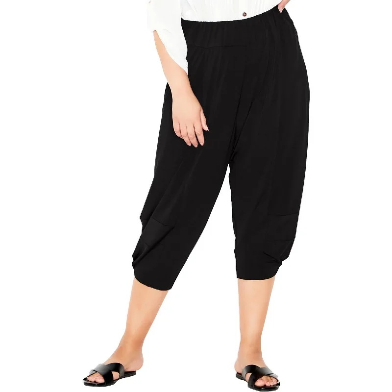 Avenue Womens Plus Kenzie Slouchy High Rise Capri Pants Chic Faux Leather Pants