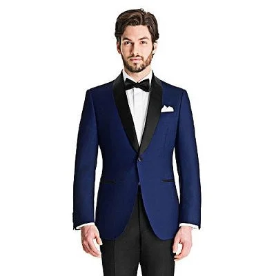 M2, Blue Tuxedo Blazer with Bow, Size (36 to 46) Women's Patchwork Suit
