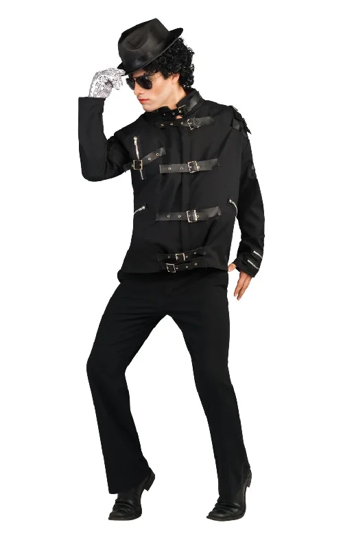 Deluxe Michael Jackson Bad Era Buckle Jacket One-Shoulder Jacket Off-the-Shoulder Jacket Asymmetrical Jacket Deluxe Michael Jackson Bad Era Buckle Jacket One-Shoulder Jacket Off-the-Shoulder Jacket Asymmetrical Jacket