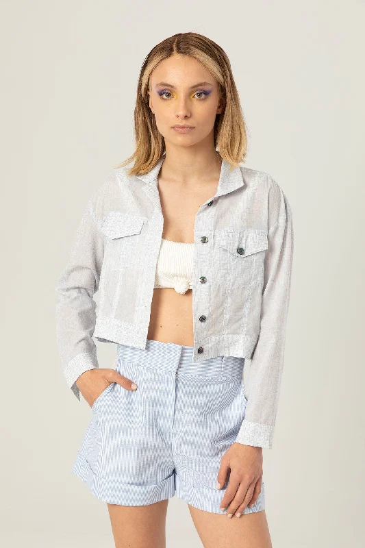 The Light Jacket | Sheer Blue Printed Rayon Jacket Velvet Jacket Corduroy Jacket