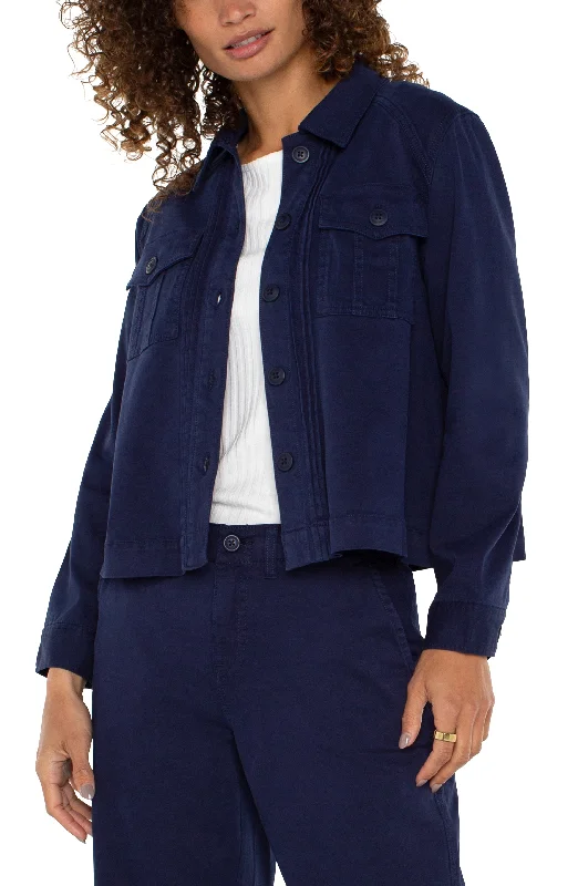 Pleat Back Crop Jacket w 22.5" hps Fitted Jacket Loose Jacket Oversized Jacket