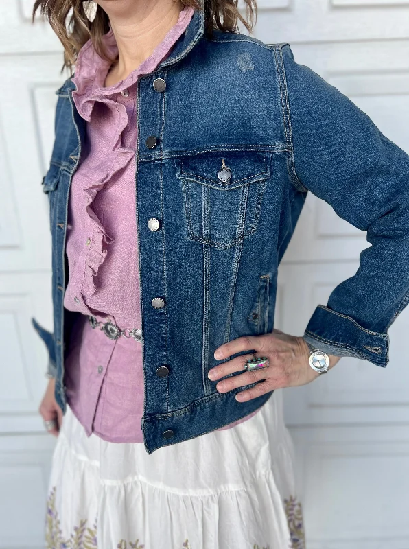 Liverpool Classic Slightly Distressed Denim Jean Jacket Belted Jacket Elasticated Jacket Padded Jacket Liverpool Classic Slightly Distressed Denim Jean Jacket Belted Jacket Elasticated Jacket Padded Jacket