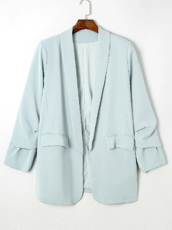 Plus Size Blazer in Light Blue Women's Trendy Jacket