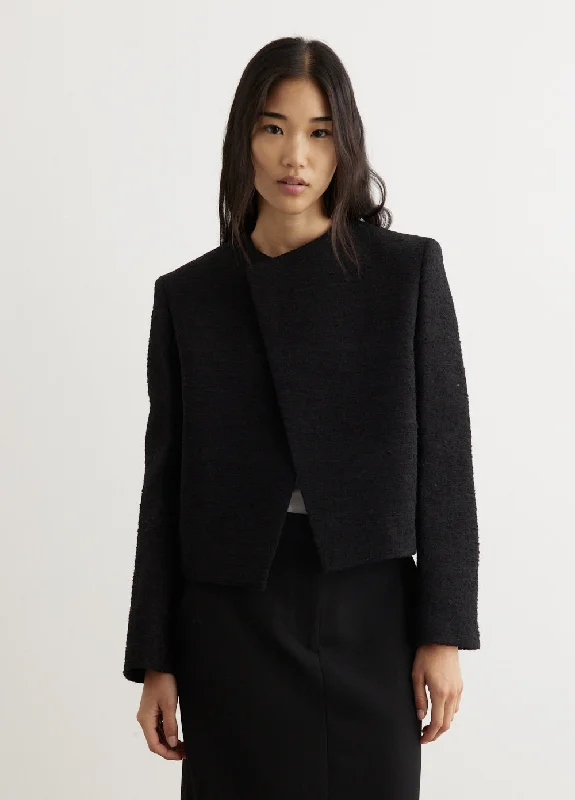 Cropped Bouclé Jacket Knit Fabric Woven Fabric Fleece Fabric