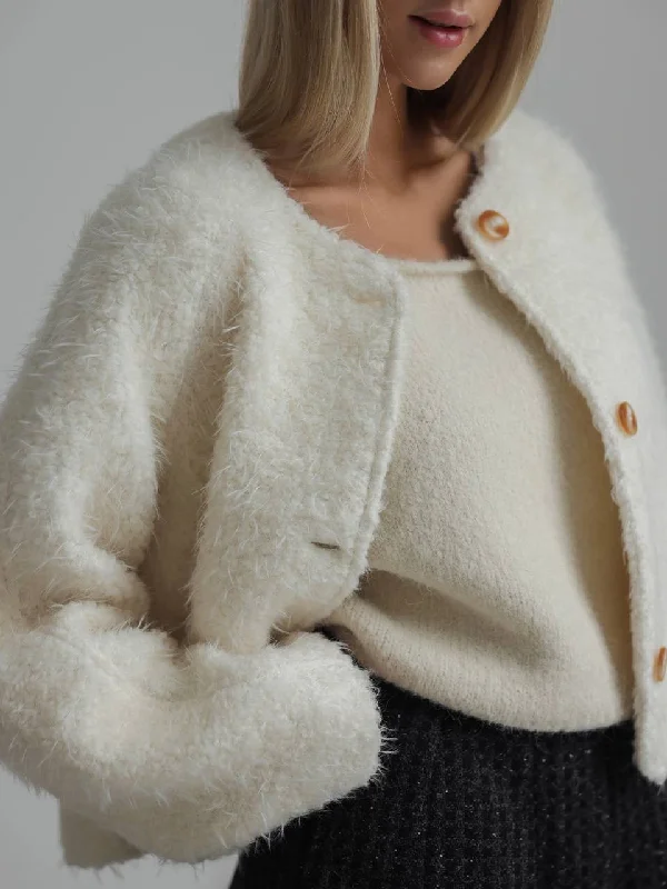 Soft Textured White Plush Jacket Wool Fabric Cashmere Fabric Tweed Fabric