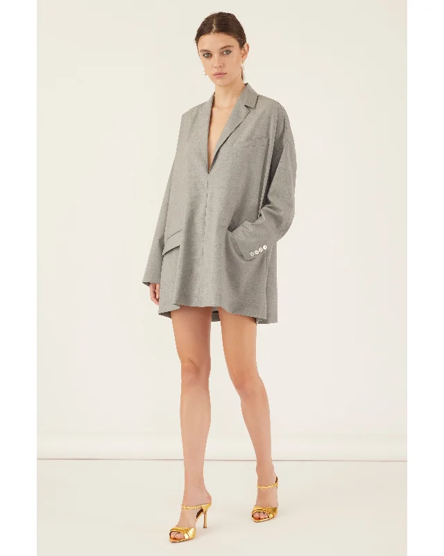 Elaine Tropical Wool Tunic Blazer in Dove Grey Women's Handmade Blazer