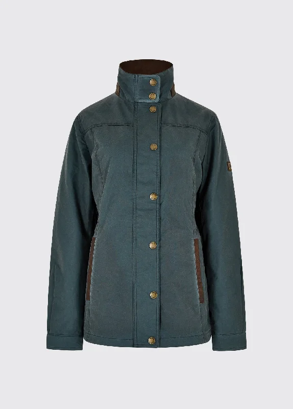 Mountrath Wax Jacket - Dark Pebble Print Jacket Jacquard Jacket Embroidered Jacket