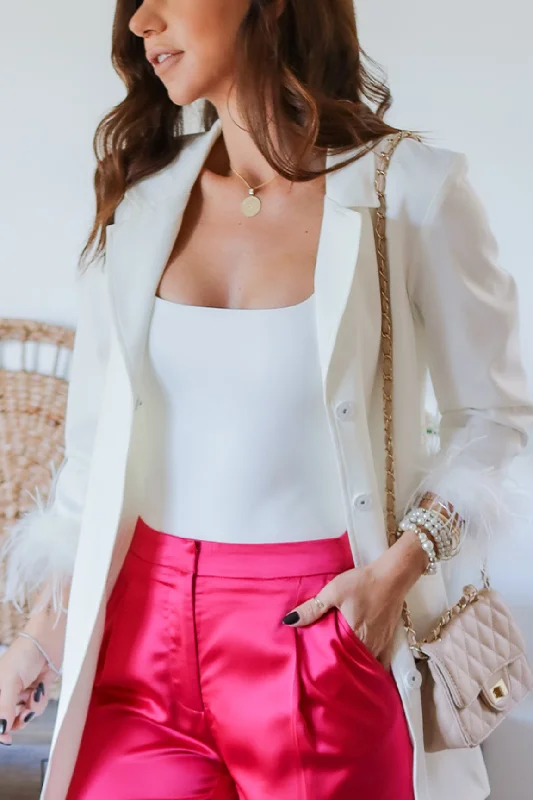 The Rachel Feather Blazer-White Women's Premium Blazer