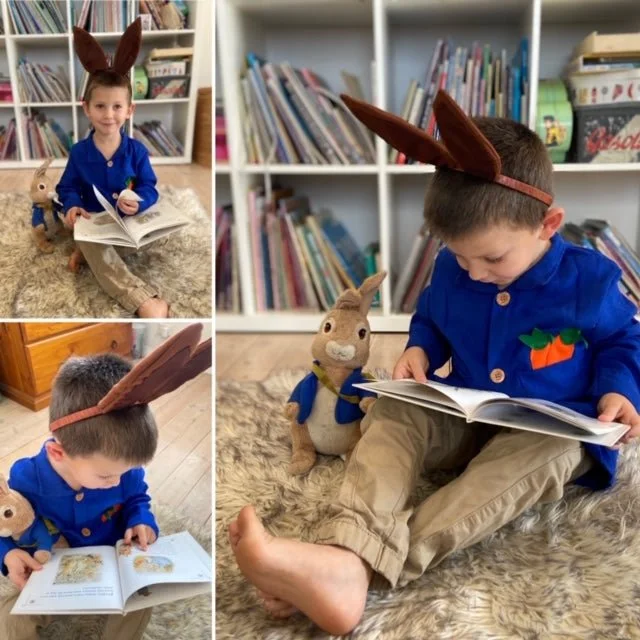 Peter Rabbit Jacket with ears. Boat Neck Shawl Collar Notched Collar