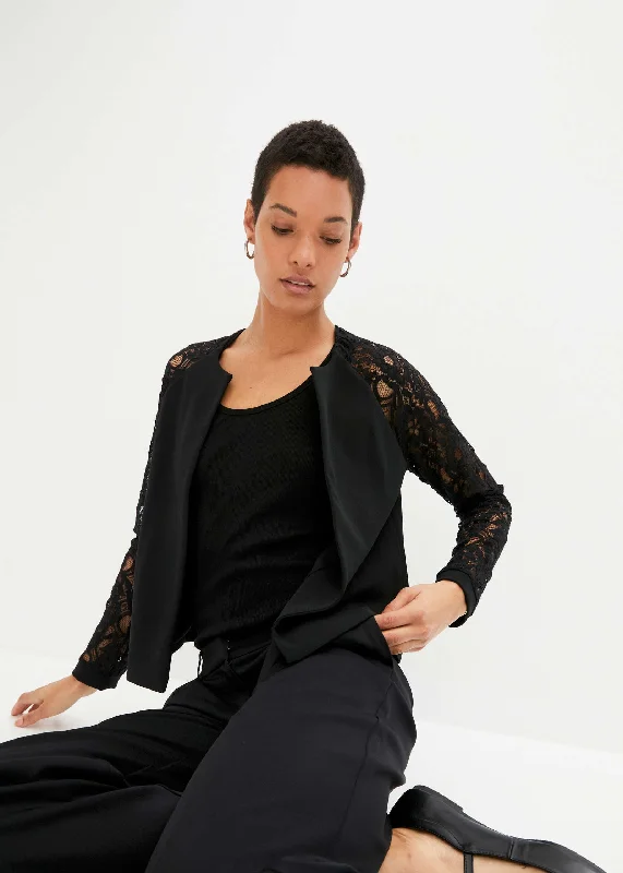 Lace Sleeve Blazer - Black Women's Unique Blazer