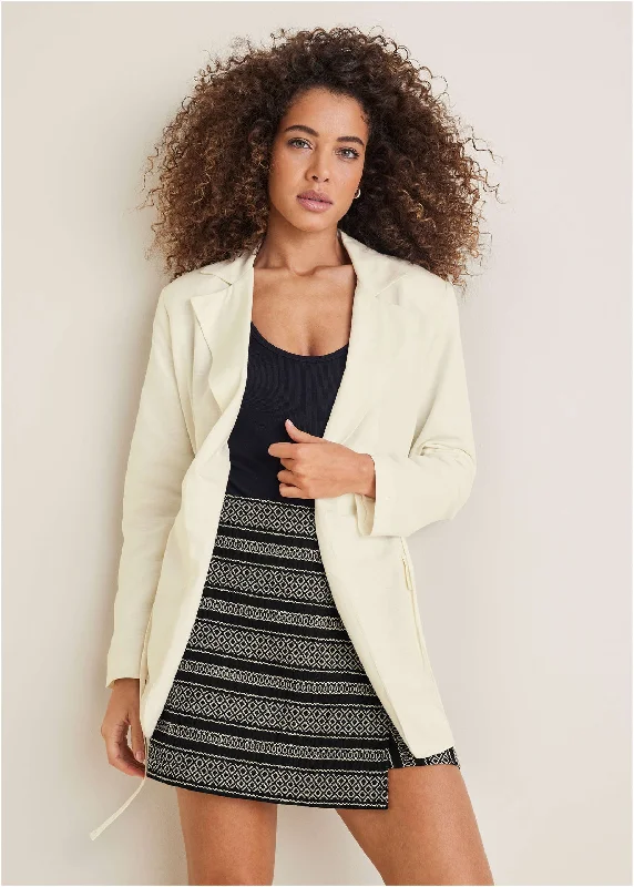 Cotton Linen Blazer - Off White Women's Handmade Blazer