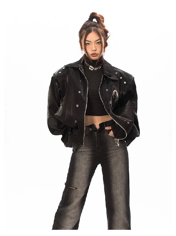 American Retro Street Casual Jacket Ribbed Jacket Pleated Jacket Ruffled Jacket