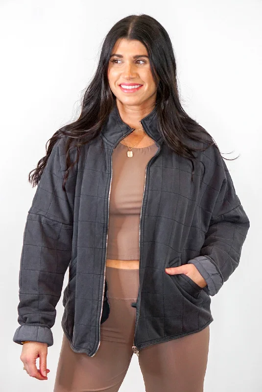 Quilted Comfort Soft Charcoal Jacket Striped Jacket Polka Dot Jacket Floral Jacket