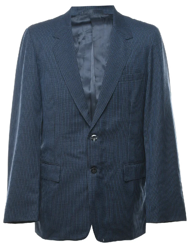 Striped Navy Classic Blazer - L Women's Trendy Jacket