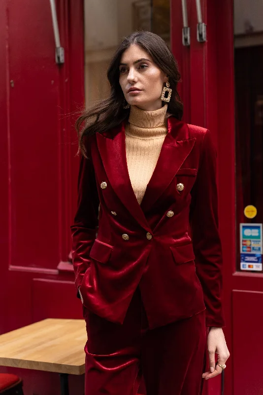 Double-breasted Velvet Blazer Women's Trench Blazer
